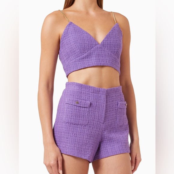 Maje Womens Lapraia Chain-Strap Tweed Top - Picture 1 of 9